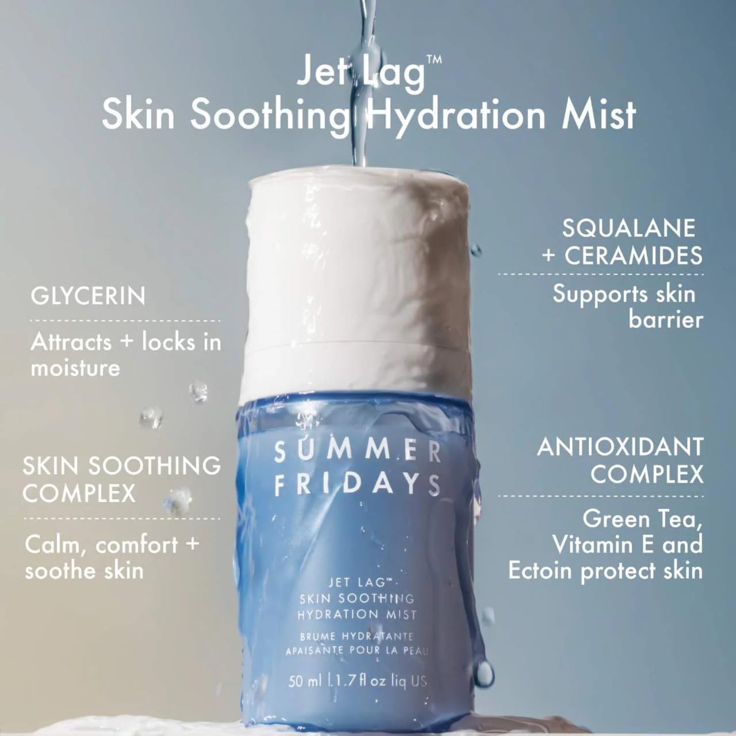 Summer Fridays Jet Lag Skin Soothing Hydration Face Mist (1.7 Fl Oz)