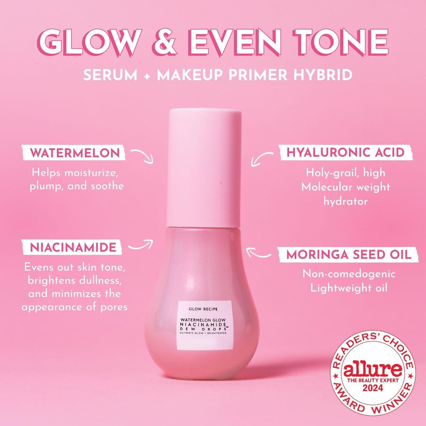Glow Recipe Watermelon Niacinamide Dew Drops, Korean Niacinamide Serum (40ml)