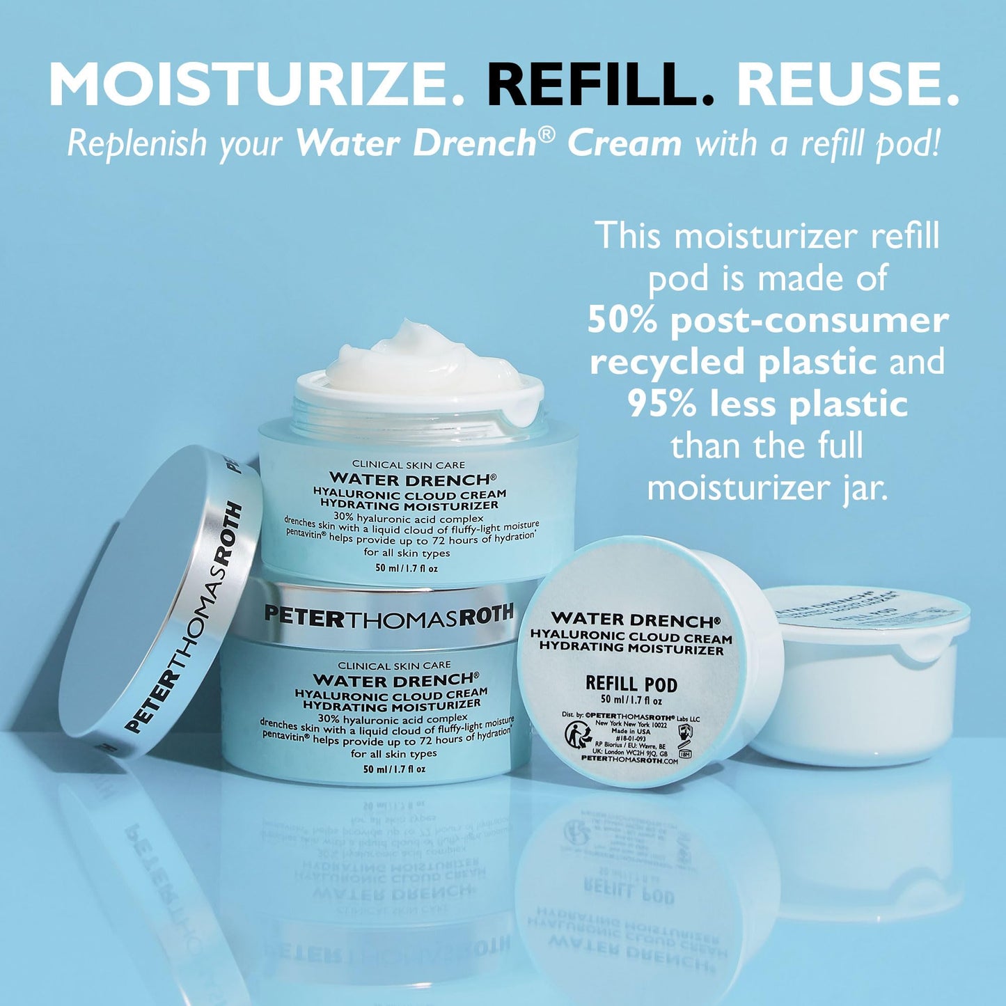 Peter Thomas Roth Water Drench Hyaluronic Cloud Cream Hydrating Refillable Moisturizer (1.7 oz)