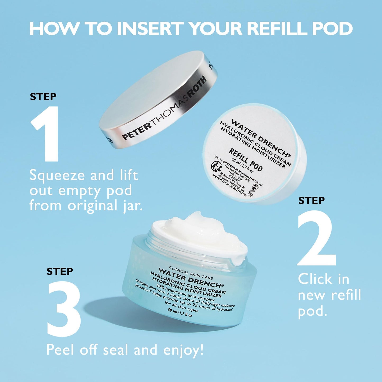 Peter Thomas Roth Water Drench Hyaluronic Cloud Cream Hydrating Refillable Moisturizer (1.7 oz)