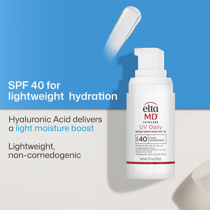 EltaMD UV Daily SPF 40 Face Sunscreen Moisturizer with Zinc Oxide, Daily Face Moisturizer with SPF, Sunscreen for Dry Skin
