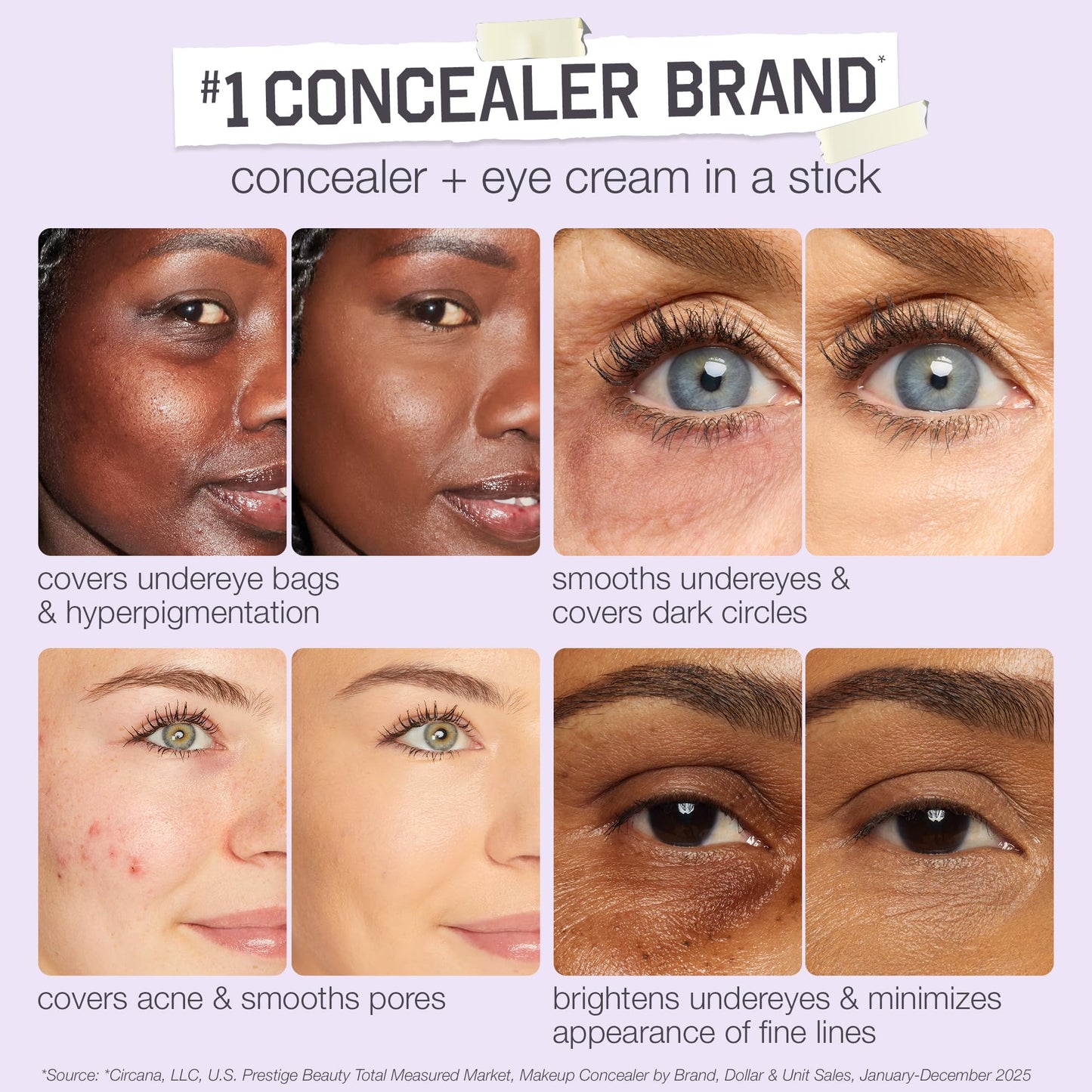 tarte shape tape blur concealer stick - Full Coverage Crease-Proof Makeup