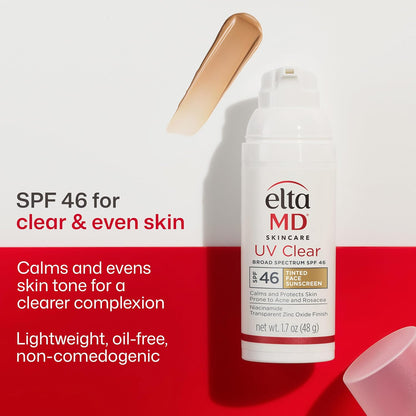 EltaMD UV Clear Tinted Sunscreen for Face, SPF 46 with Zinc Oxide (1.7 oz)