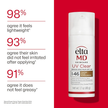 EltaMD UV Clear Tinted Sunscreen for Face, SPF 46 with Zinc Oxide (1.7 oz)