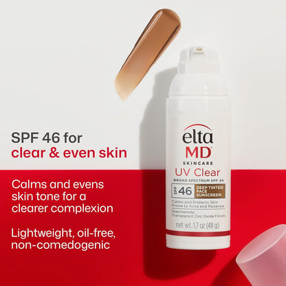 EltaMD UV Clear Deep Tinted Face Sunscreen with SPF 46, Oil-Free Face Moisturizer (1.7 oz)