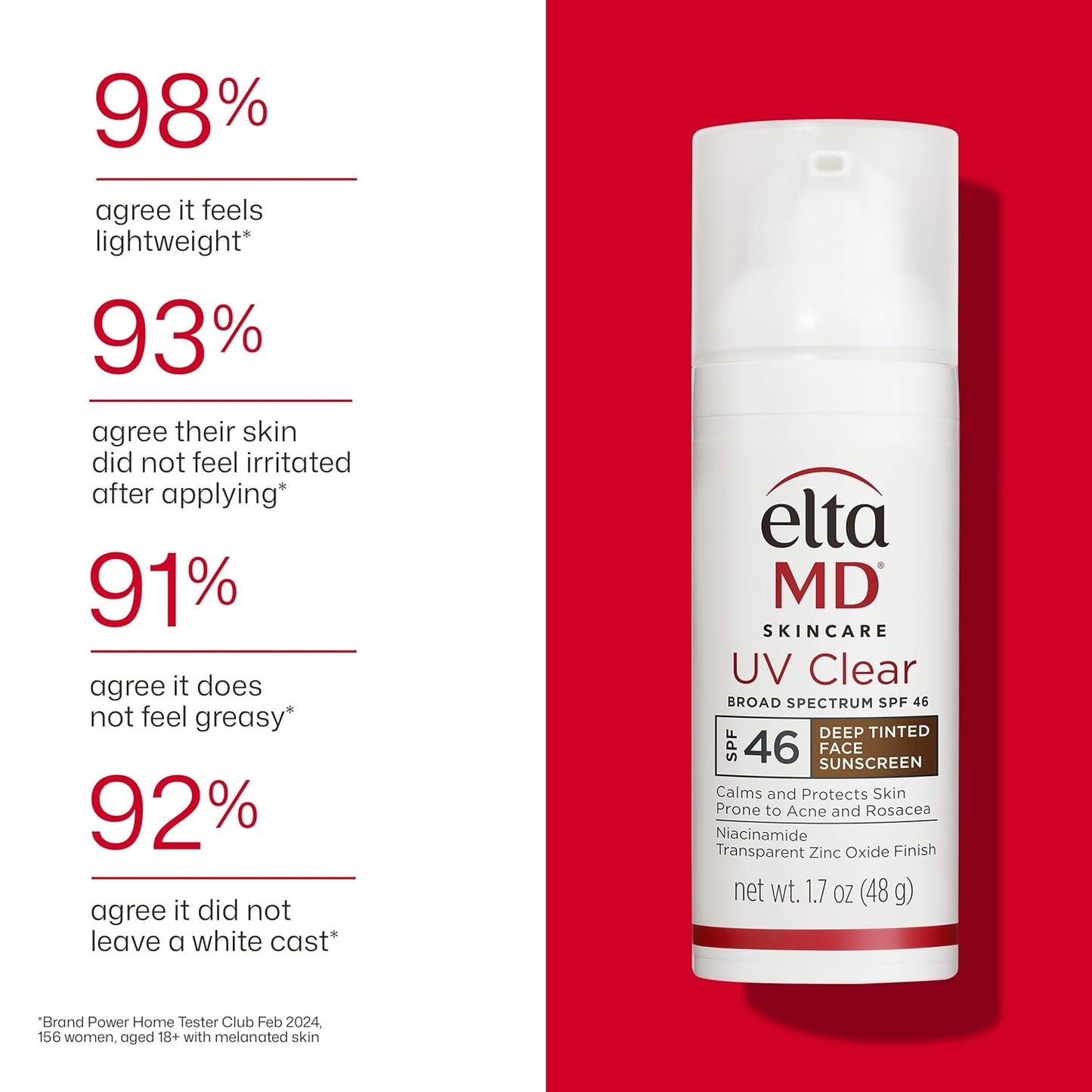 EltaMD UV Clear Deep Tinted Face Sunscreen with SPF 46, Oil-Free Face Moisturizer (1.7 oz)