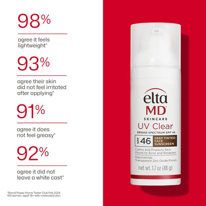 EltaMD UV Clear Deep Tinted Face Sunscreen with SPF 46, Oil-Free Face Moisturizer (1.7 oz)