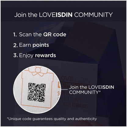 Promotional graphic for the LOVEISDIN community with QR code and text on a dark background