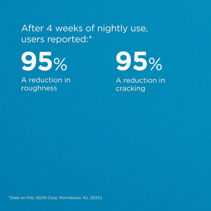 Statistical claim about skin improvement after 4 weeks of nightly use on a blue background