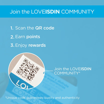 Promotional graphic for JOIN THE LOVEISDIN COMMUNITY with QR code and smartphone illustration on blue background