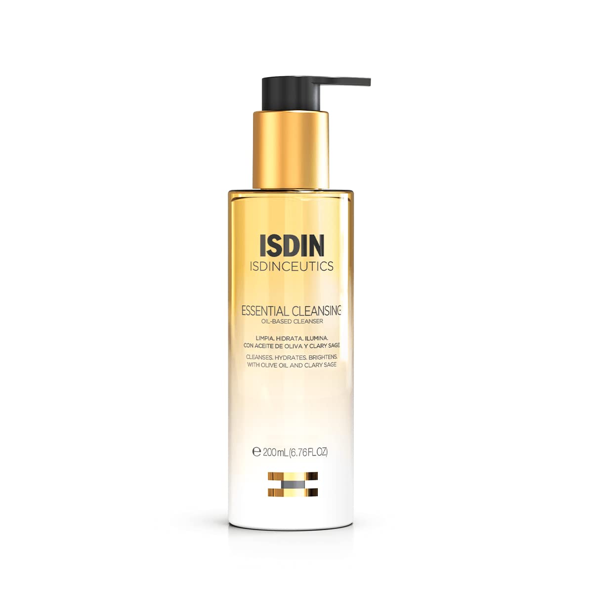 Isdin Isdinceutics essential cleansing bottle on a white background
