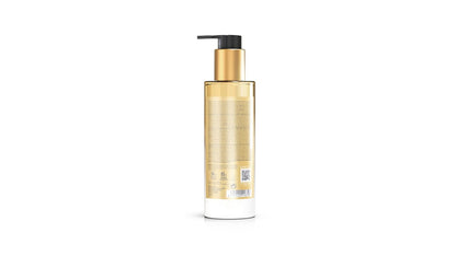 Gold bottle with pump on a white background