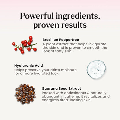 Product ingredients with text on a pink background