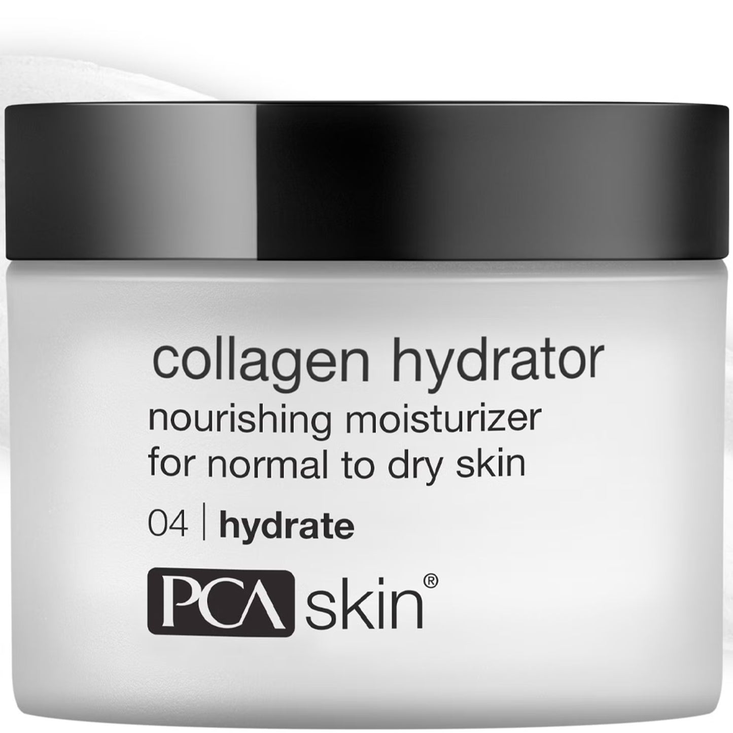 Jar of PCA Skin collagen hydrator moisturizer on a white background