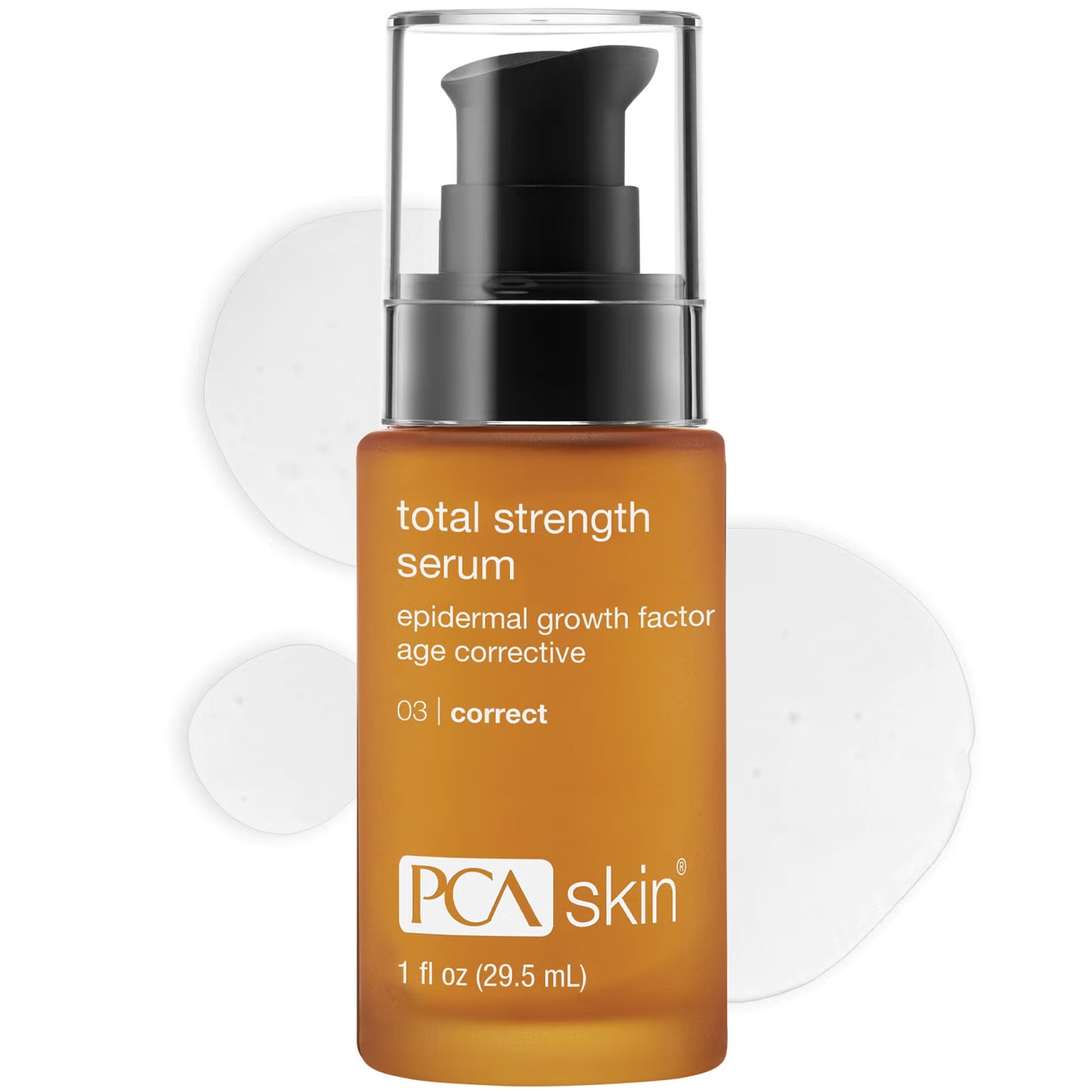 PCA Skin total strength serum bottle on a white background